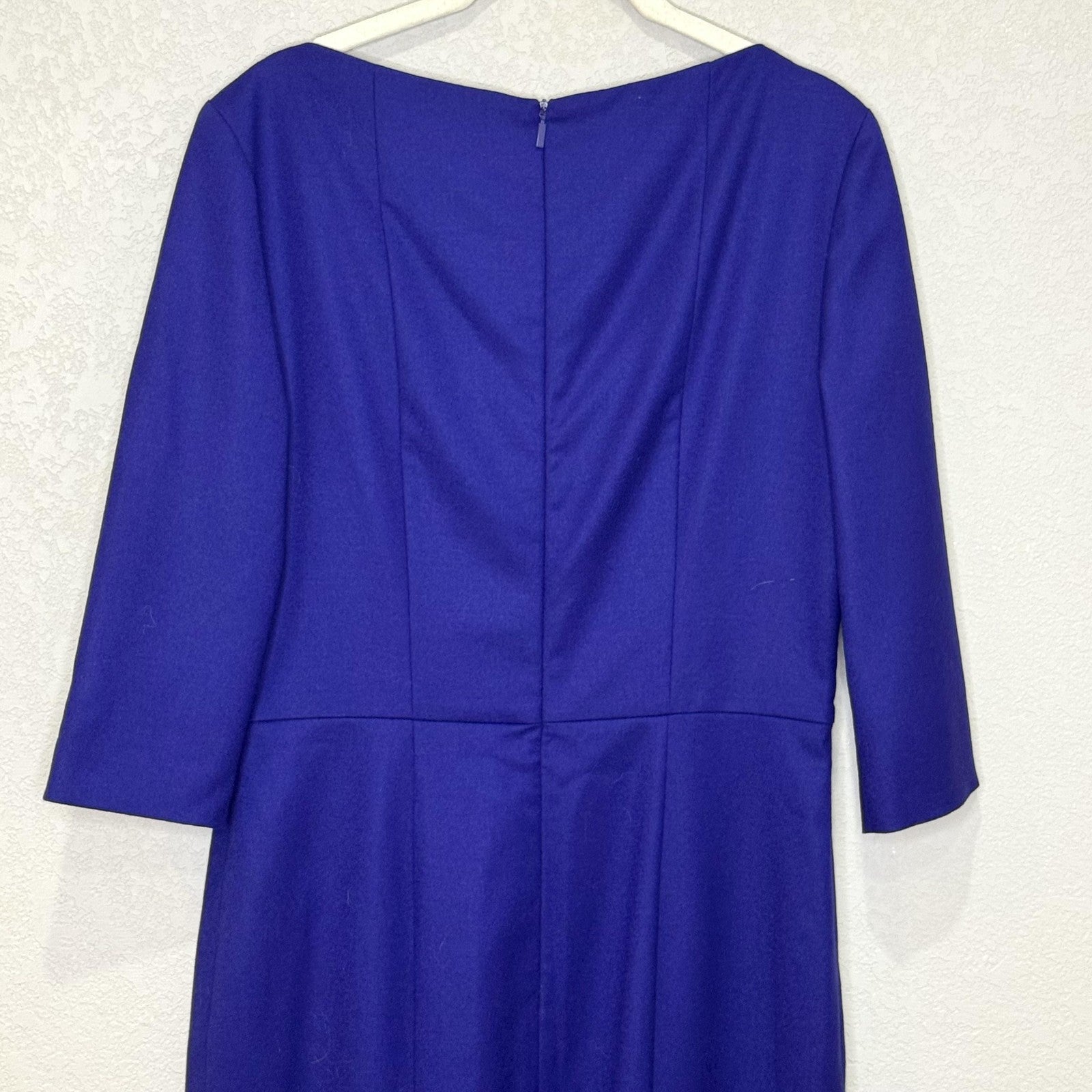 BOSS Dress Womens US 6 Blue Dripera Sheath Three Quarter Sleeve Knee Length Work