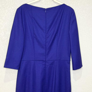 BOSS Dress Womens US 6 Blue Dripera Sheath Three Quarter Sleeve Knee Length Work