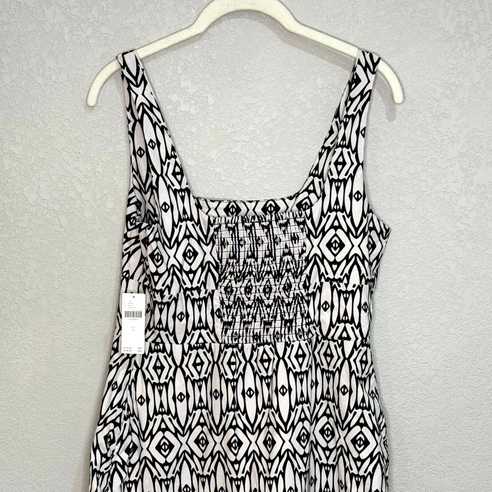 Anthropologie NEW Black & White Blythe Square Neck Tiered Dress Size Small $170