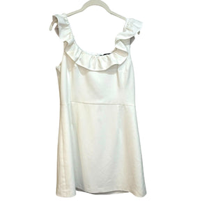 French Connection Whisper White Ruffle Neck Sleeveless Dress Size 8