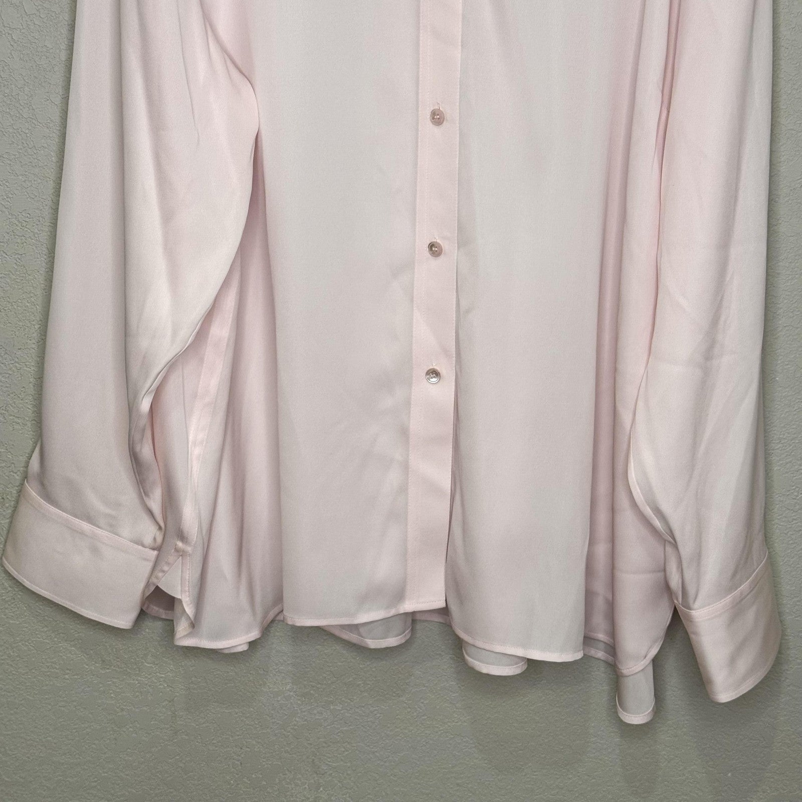 Vince Shirt Womens 3X Light Pink Silk Blend Button Down Long Sleeve Blouse Top