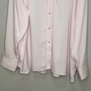 Vince Shirt Womens 3X Light Pink Silk Blend Button Down Long Sleeve Blouse Top