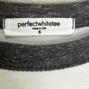 Perfectwhitetee Shirt Womens Small Raglan Baseball 3/4 Sleeve Supima Made USA