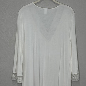 Eberjey Nightgown Womens Small Ivory Lace Trim V Neck 3/4 Sleeve Sleep Shirt