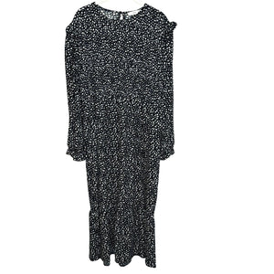 Mango MNG Black White Long Sleeve Maxi Dress Size 8