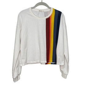 Marine Layer Sweatshirt Top Size Medium Crop Rainbow Multi Stripe Tate