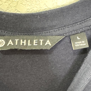 Athleta Dress Size Large Blue Apres Ruched Side Modal Cotton Casual Relaxed Fit