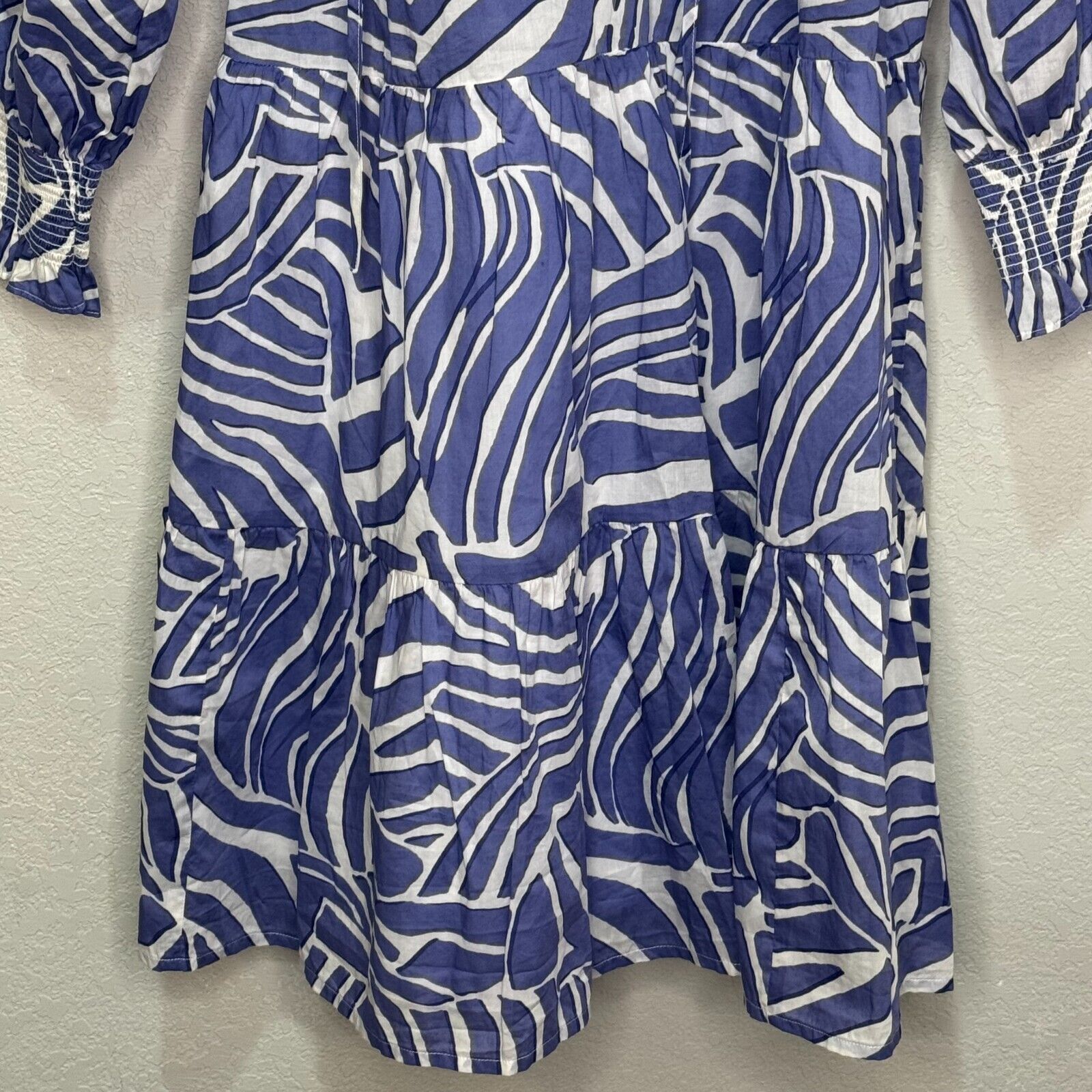 Rails Sia Dress Size Medium Island Waves Blue White Tropical Print Cotton $228