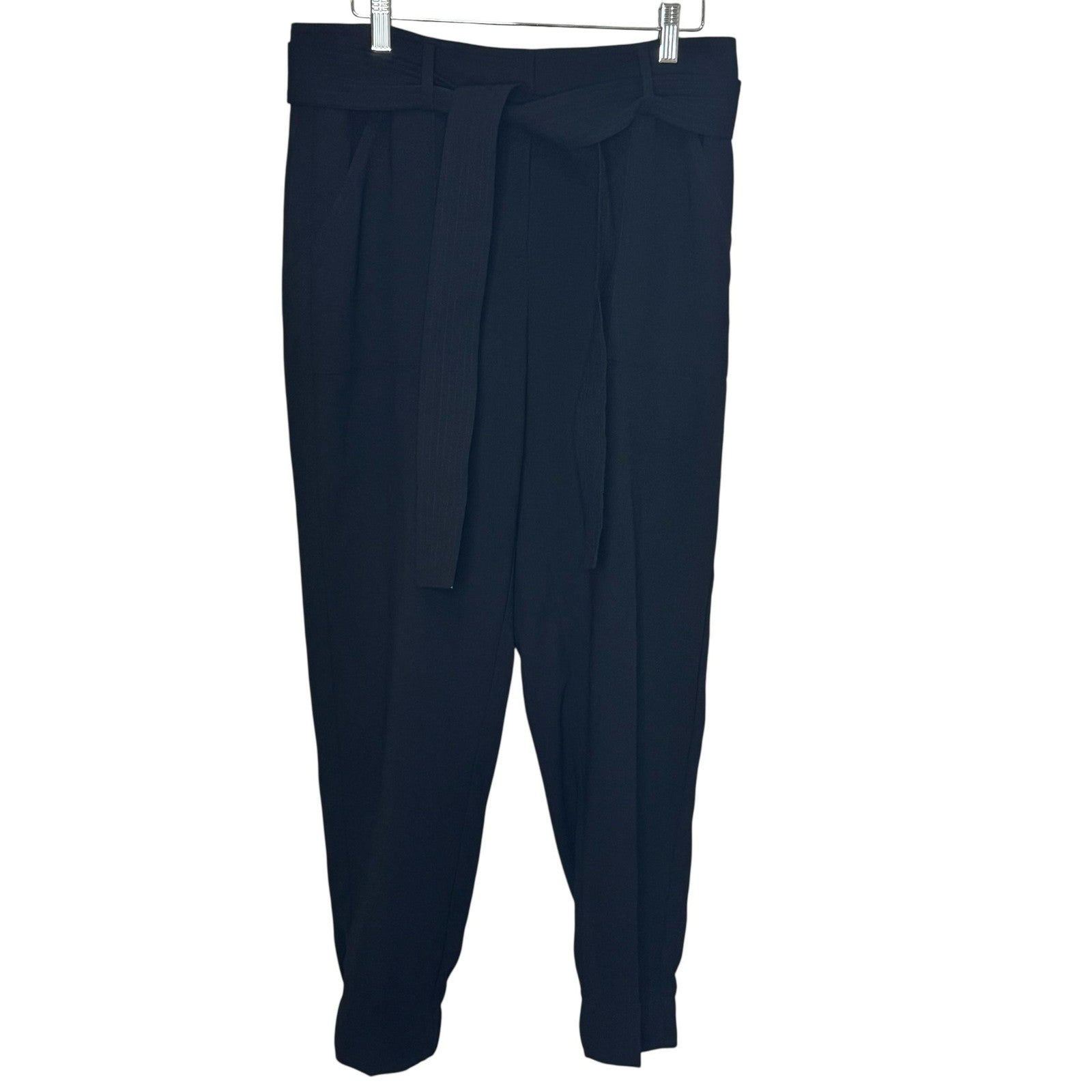 J Crew Easy Pant Womens 6 Black Belted Pleat-Front Jogger 365 Crepe