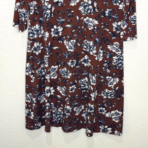 Garnet Hill Dress Womens Medium Floral Long Sleeve Tencel Stretch Soft Boho