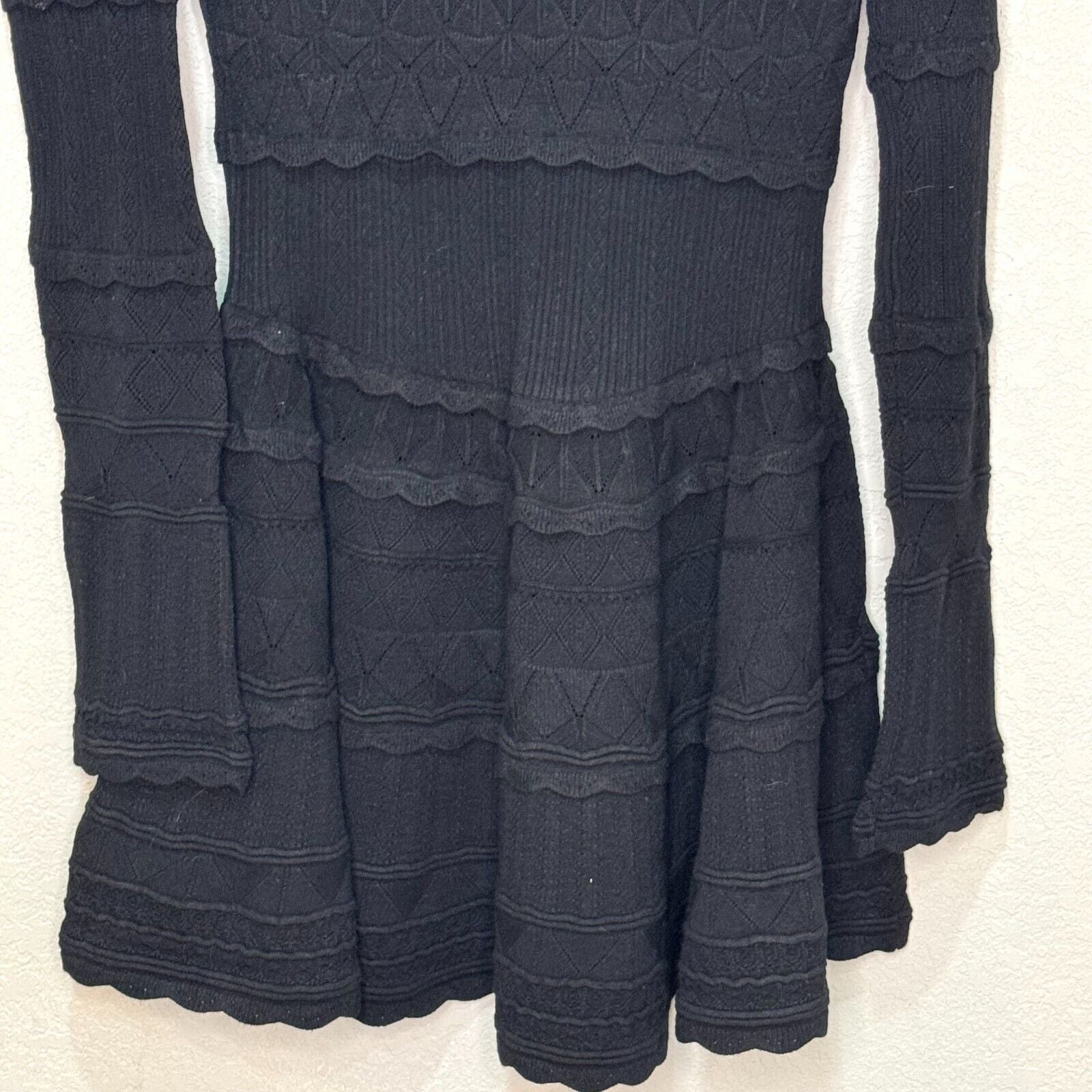 LoveShackFancy Dress Size Medium Black Pointelle Knit $495