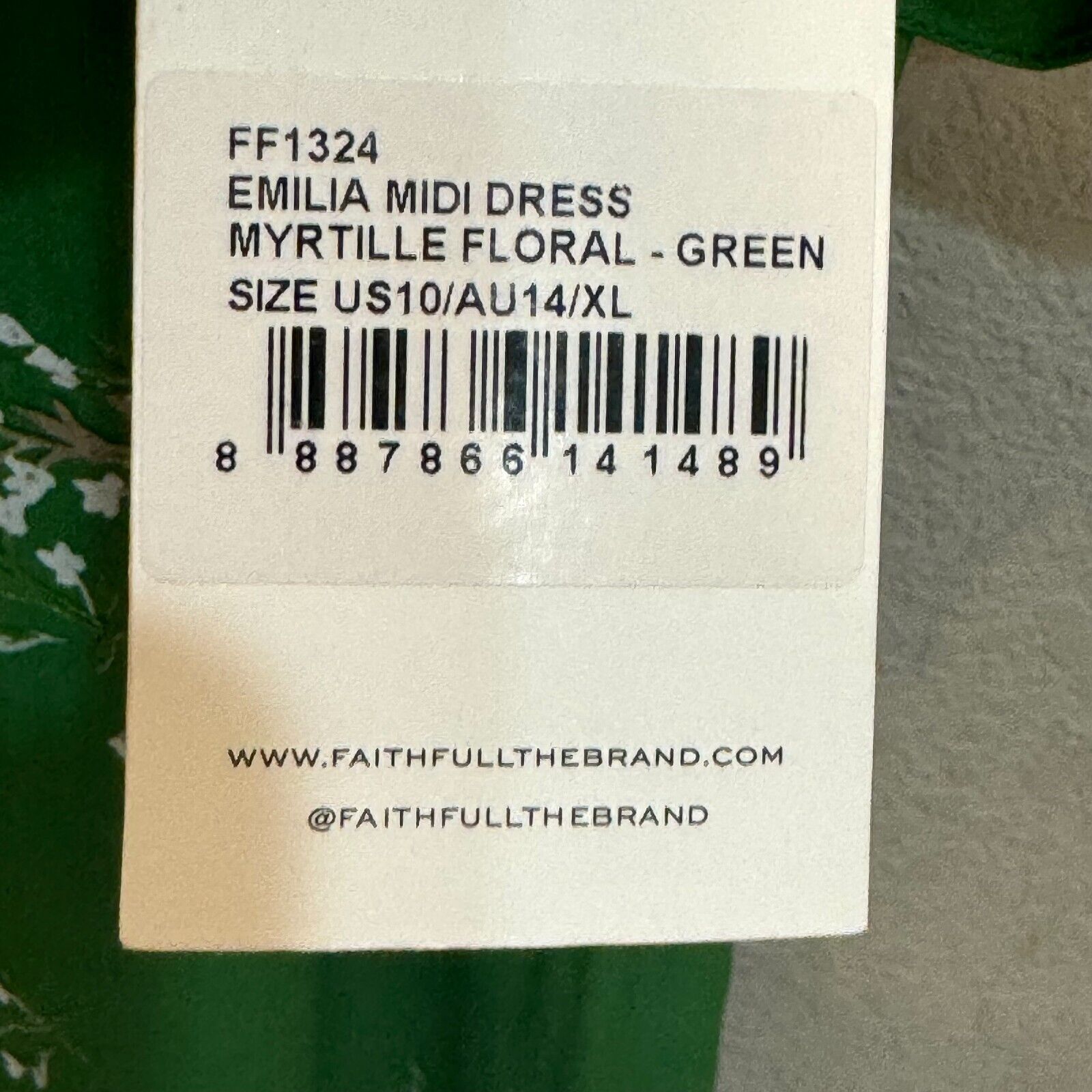 Faithfull The Brand Emilia Midi Green Floral Print Midi Dress Size 10 NEW $189