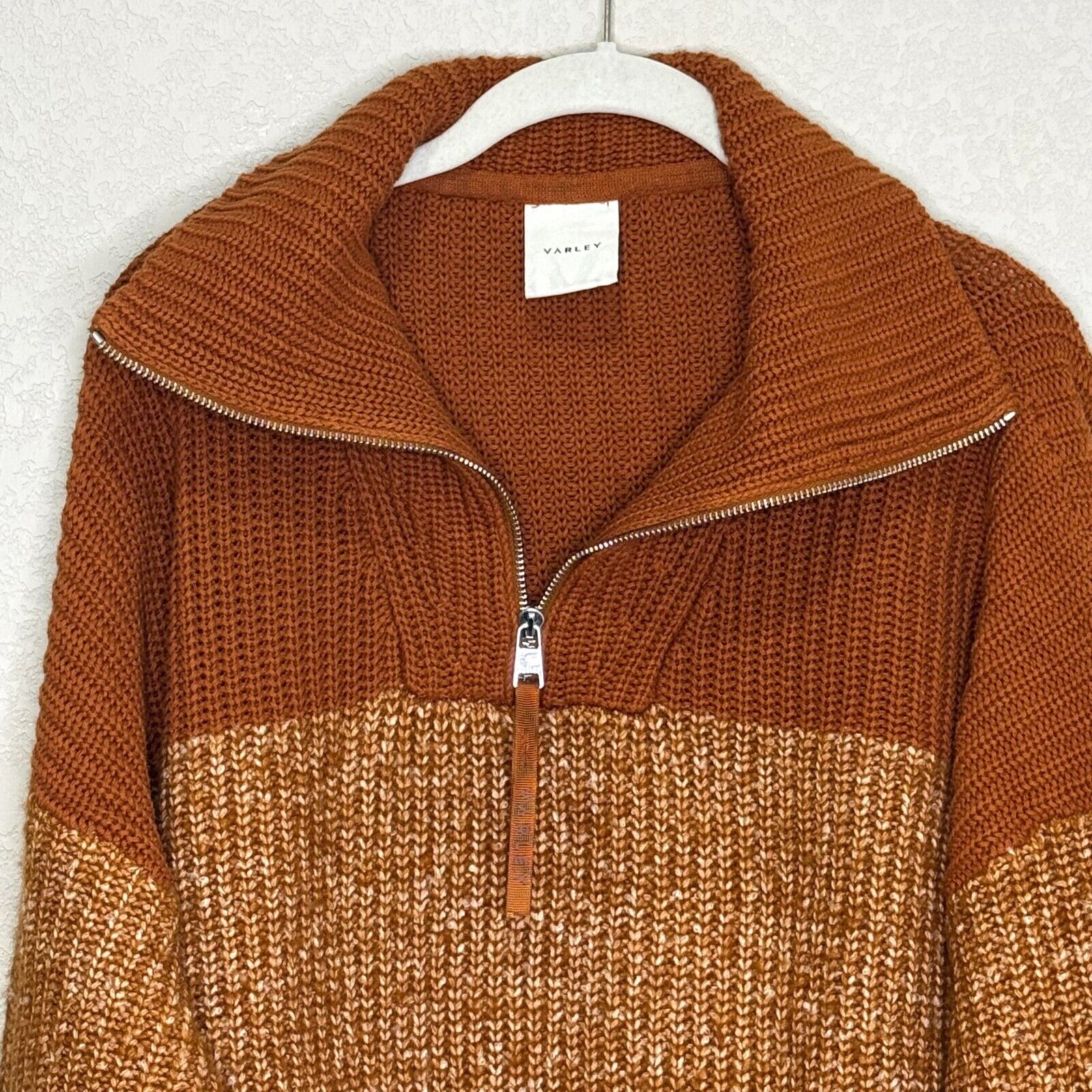 Varley Sweater Willard Knit Half Zip Sweater Size Small Rust $178