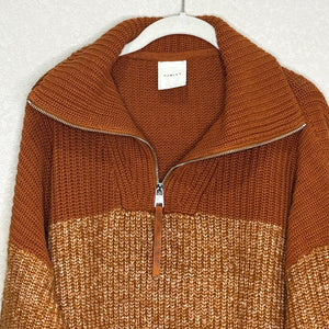 Varley Sweater Willard Knit Half Zip Sweater Size Small Rust $178