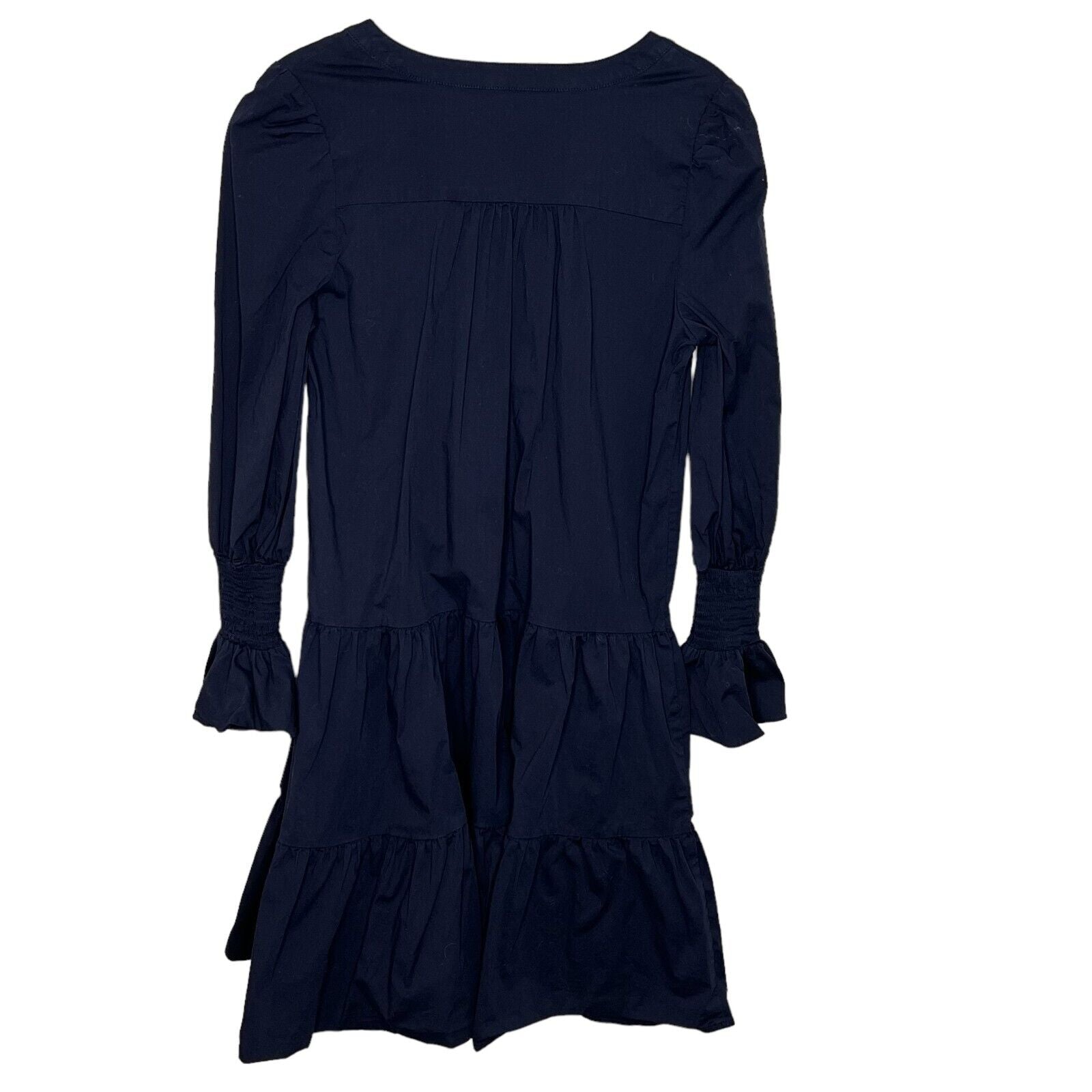 Tuckernuck Pomander Place Navy Blue Cotton Poplin Tiered Kenzo Dress Size XS