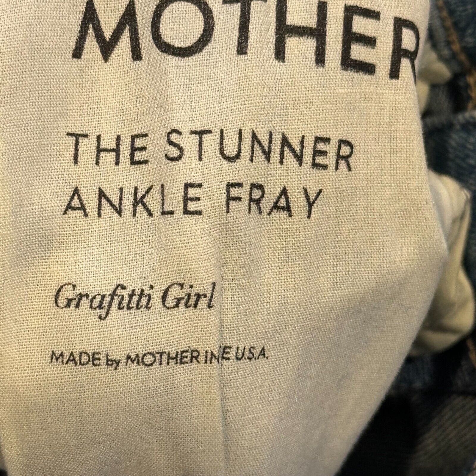 MOTHER The Stunner Ankle Fray Skinny Jeans in Graffiti Girl Size 25