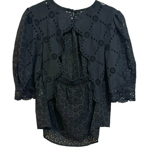 MAJE Black Lilou Broderie Anglaise Eyelet Cutout Top Size Medium (2) NEW $265