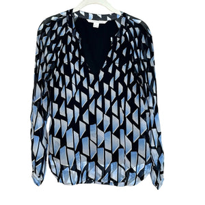 Diane Von Furstenberg DVF Maiko Silk Chiffon V-Neck 3/4 Sleeve Blouse Top Size 6