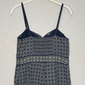 Anthropologie elevenses Remy Jumpsuit Size 6 Navy Blue Print Sleeveless Cotton