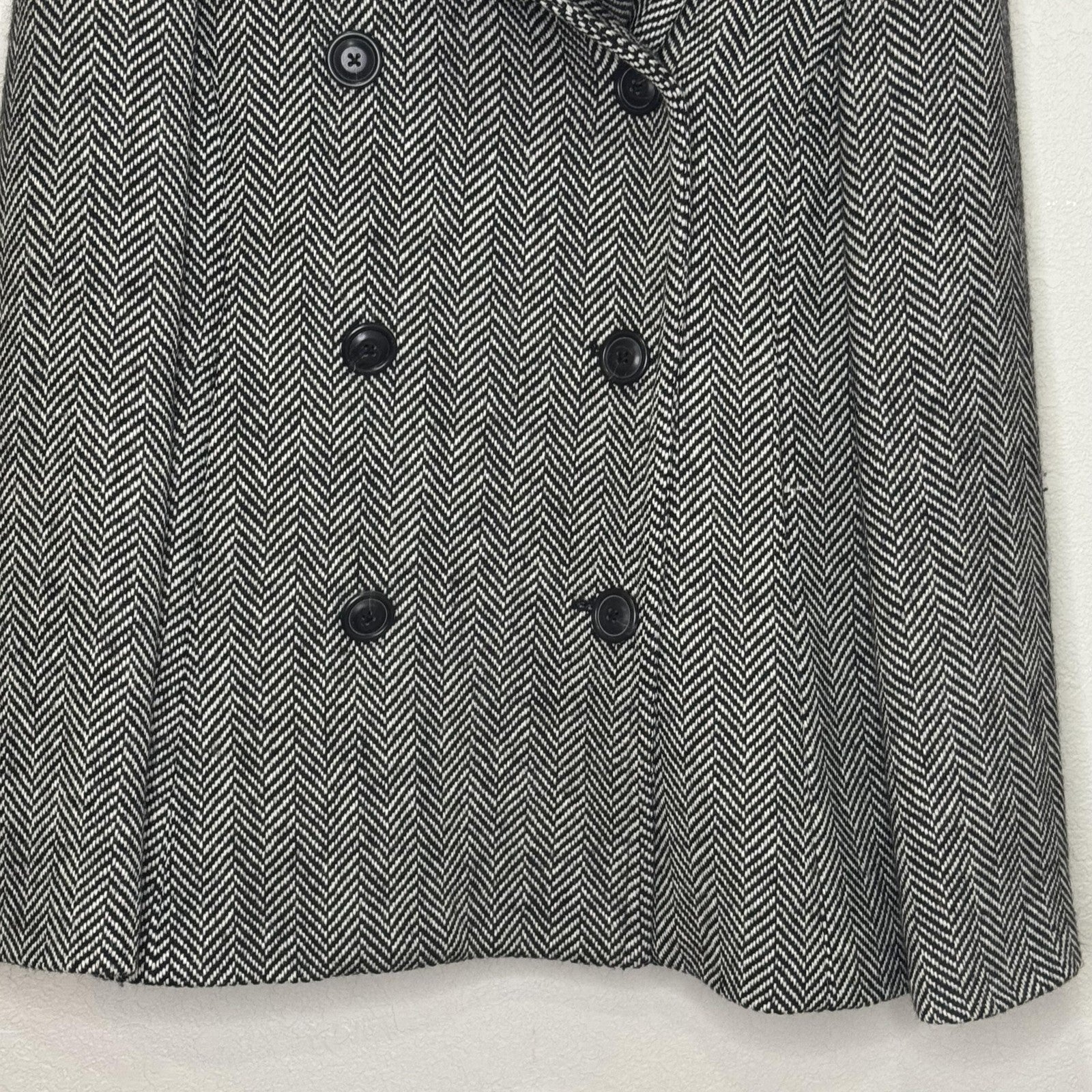 Vintage J.Crew Coat Womens Medium Black White Herringbone Wool Thinsulate 00s