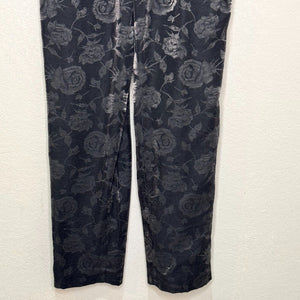 Nicole Miller Black Floral Brocade Jacket and Pant Set Size 8 Vintage Made in US