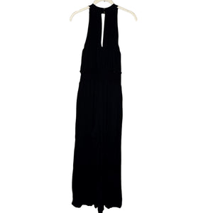 Anthropologie Jumpsuit Size Medium Black Bionda Plisse Smocked Waist Halter Neck