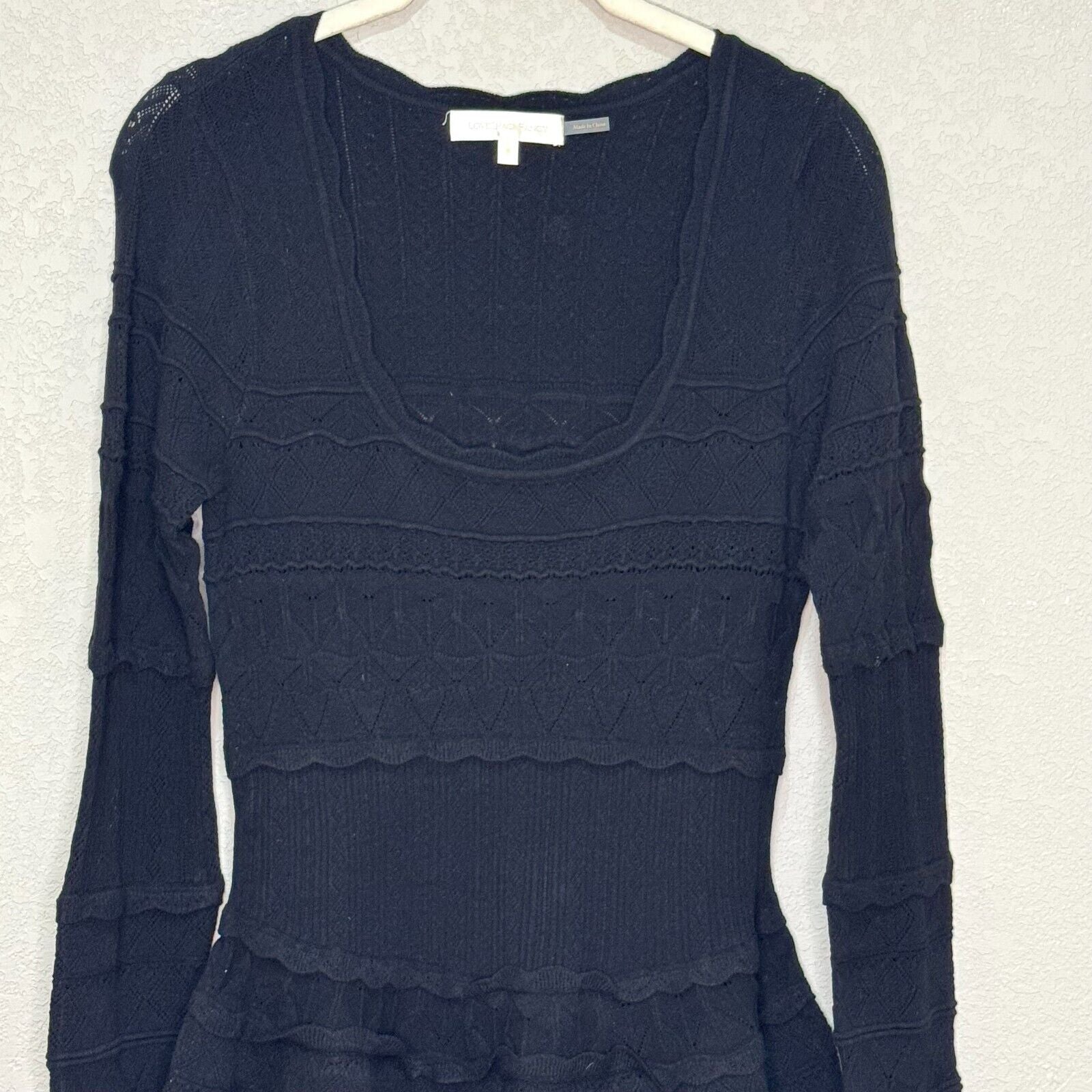 LoveShackFancy Dress Size Medium Black Pointelle Knit $495