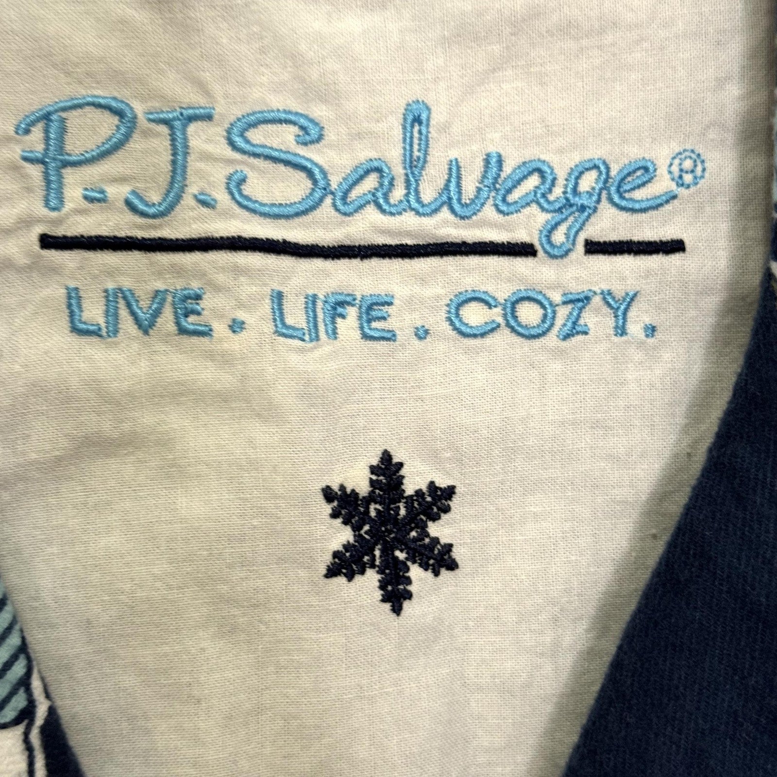 PJ Salvage Pajama Set Womens Small Blue Ski Goggle Print Flannel Top Pants Cozy