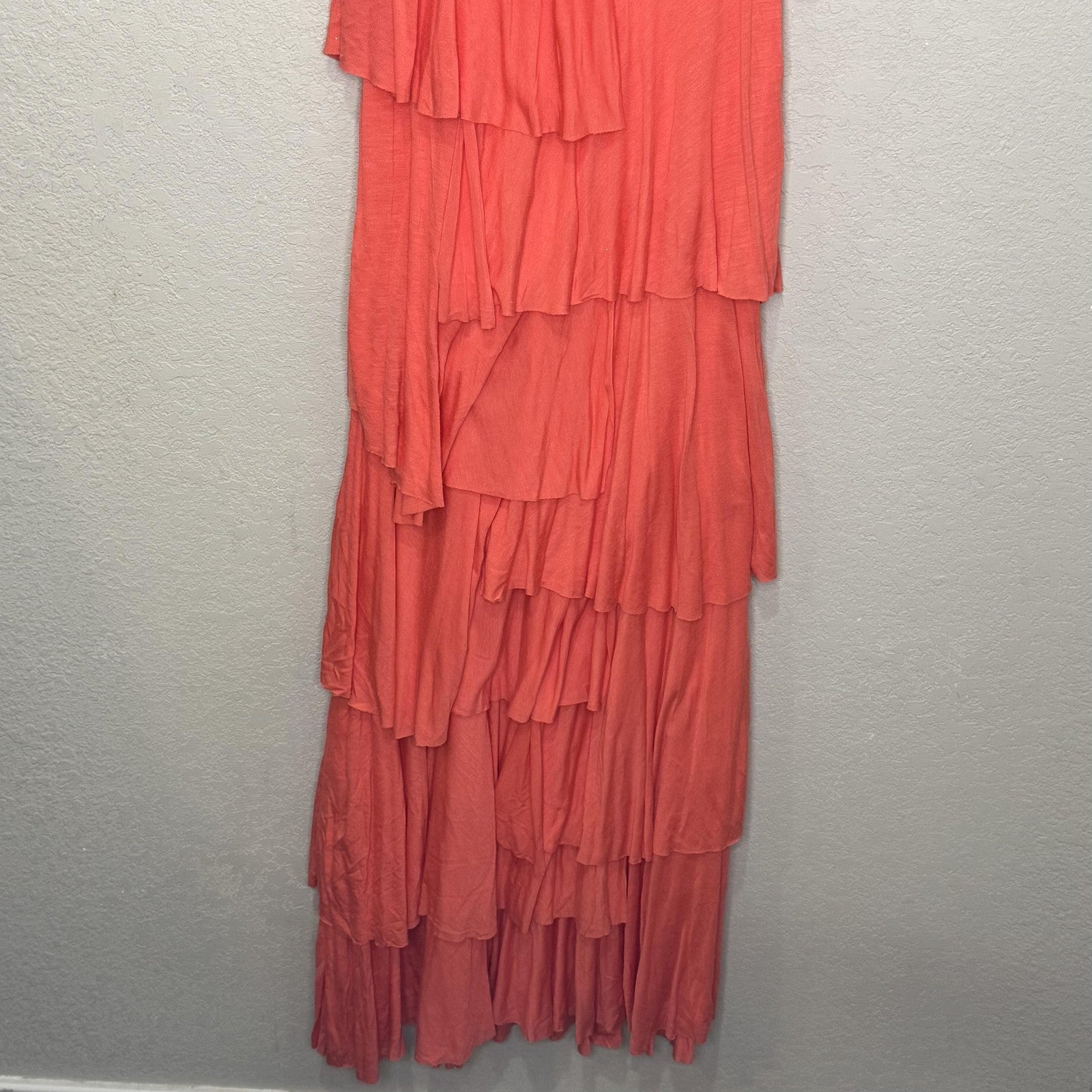 Neiman Marcus Dress Womens Large Tiered Ruffle Maxi Sleeveless Tank