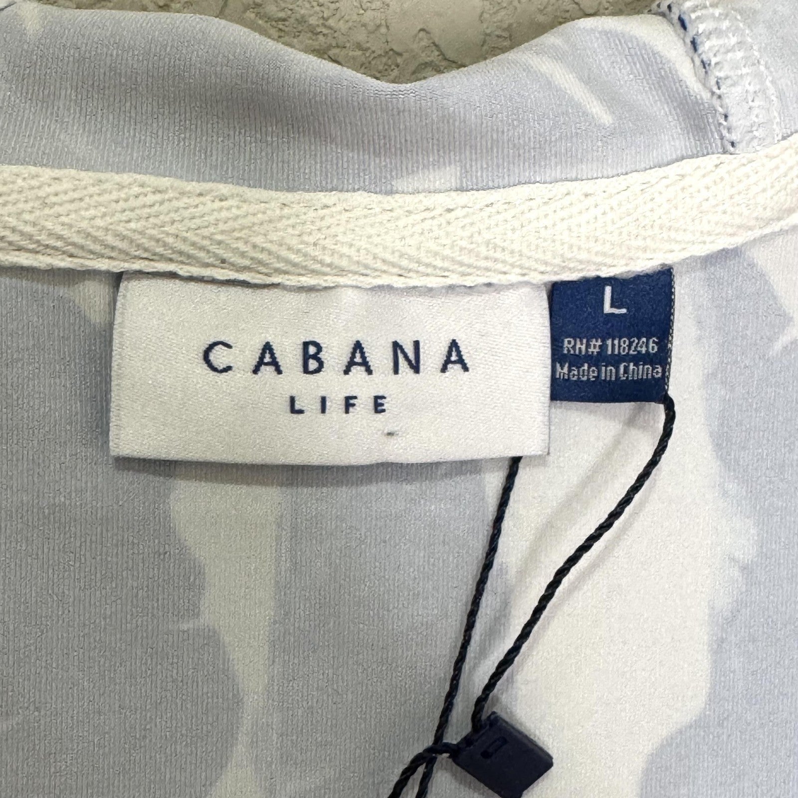Cabana Life Cover Up Womens Large Blue Palm Print Hooded UPF 50+ Long Sleeve