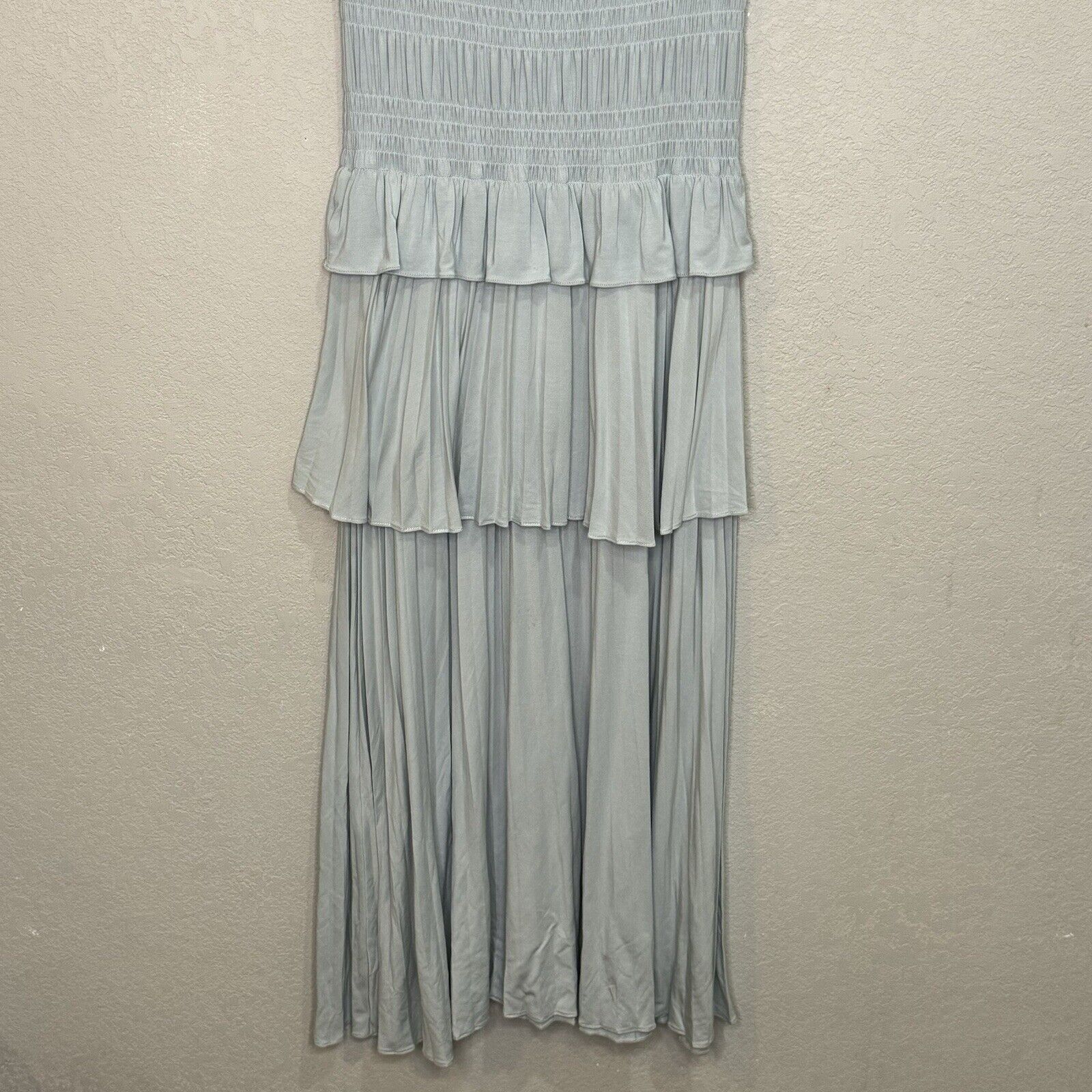 Rebecca Taylor NEW Glacier Blue Tiered Column Midi Dress Size Large NEW $295