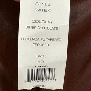 French Connection NEW Brown Crolenda Faux Leather Tapered Trouser Pants Size 6