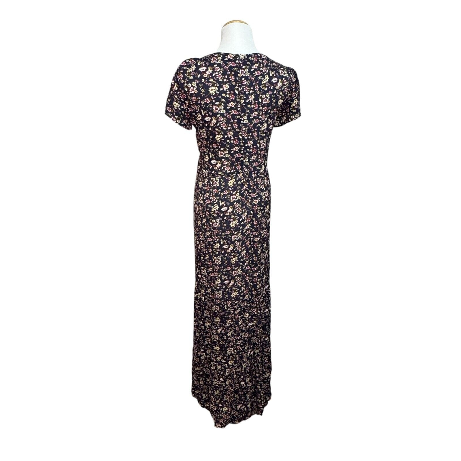 Natural Life Blue Floral Short Sleeve Maxi Dress Size Medium