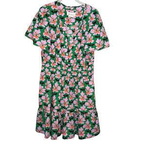 Anthropologie Somerset Dress Large Floral Boho Mini Short Sleeve Pockets