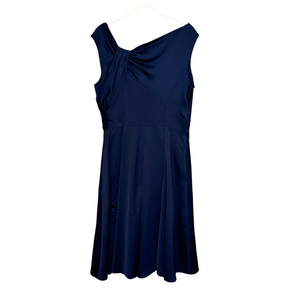 Gal Meets Glam Noelle Twist Navy Blue Asymmetrical Neckline Dress Size 6