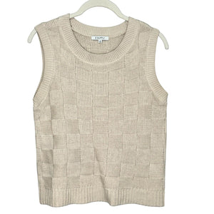 Z Supply Jillian Knit Checkered Vest Size Small Ivory