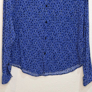 Sandro Paris Blue Dot Button Up Shirt Size Large