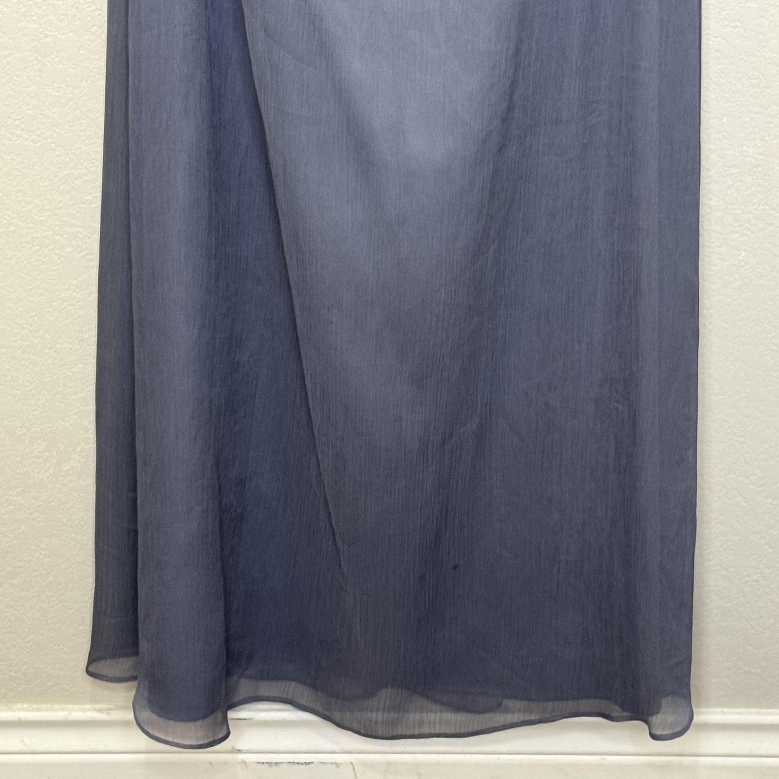 BHLDN Dress Womens Medium Blue Gray Sleeveless Chiffon Maxi Gown Formal Wedding