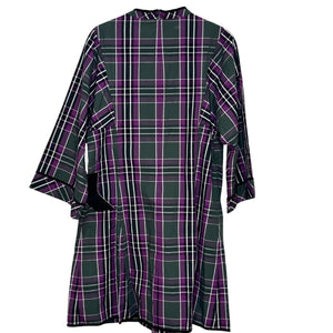 Tuckernuck Dress Size Small Aubergine Tartan Indre Purple Plaid Tunic 3/4 Sleeve