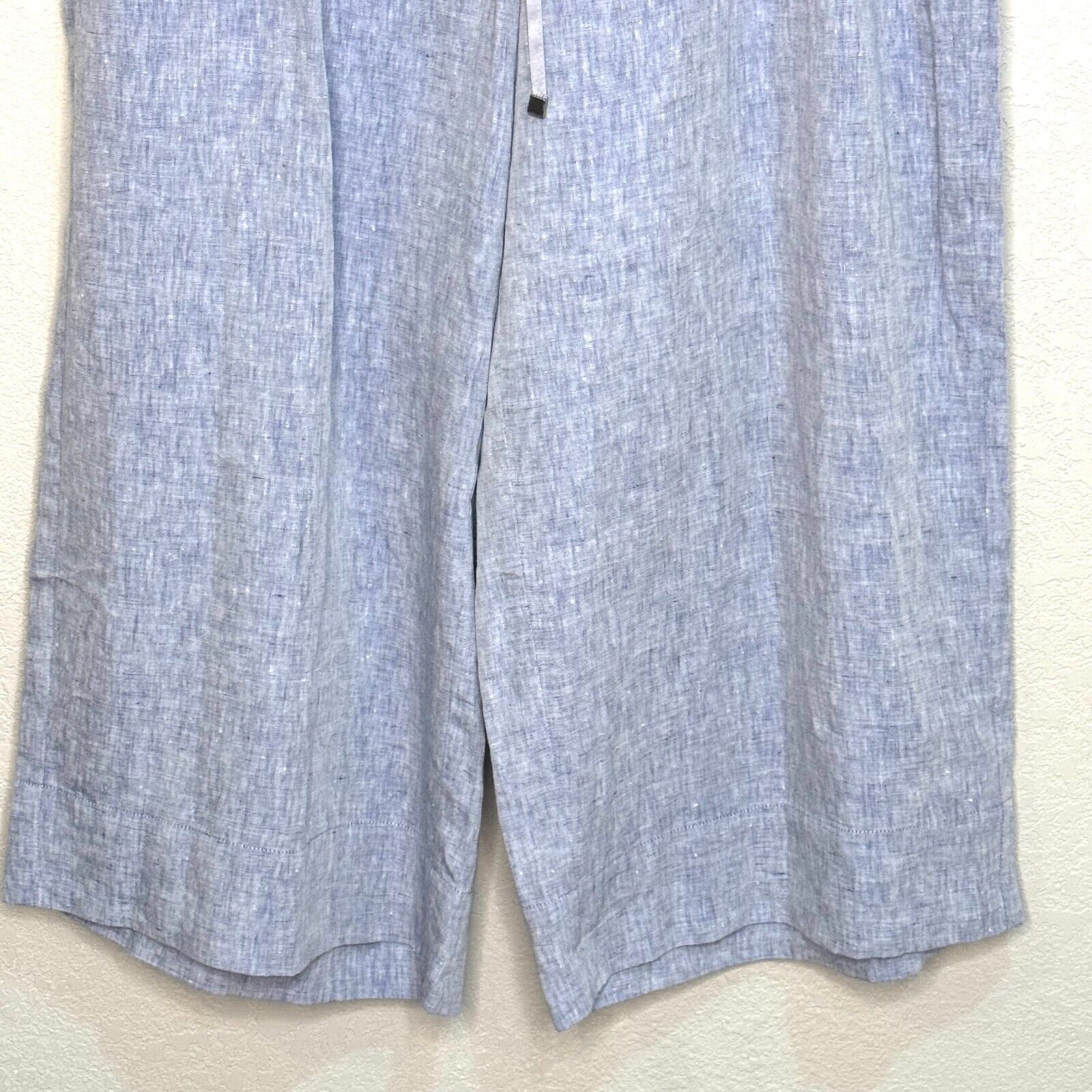 LAFAYETTE 148 NY Blue Linen Wide Leg Drawstring Pants Size 1X NEW $328