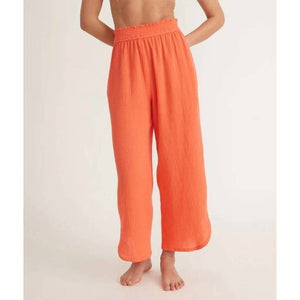 Marine Layer Pants Womens Medium Orange Gauze Wide Leg Flowy Elastic Waist 14193