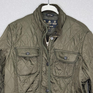 Barbour Quilted Jacket Womens 8 Olive Green Polarquilt Utility 4 Pocket Zip Snap