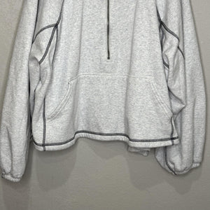 FP Movement Free People Half Court Sweatshirt Large Gray Half Zip Contrast