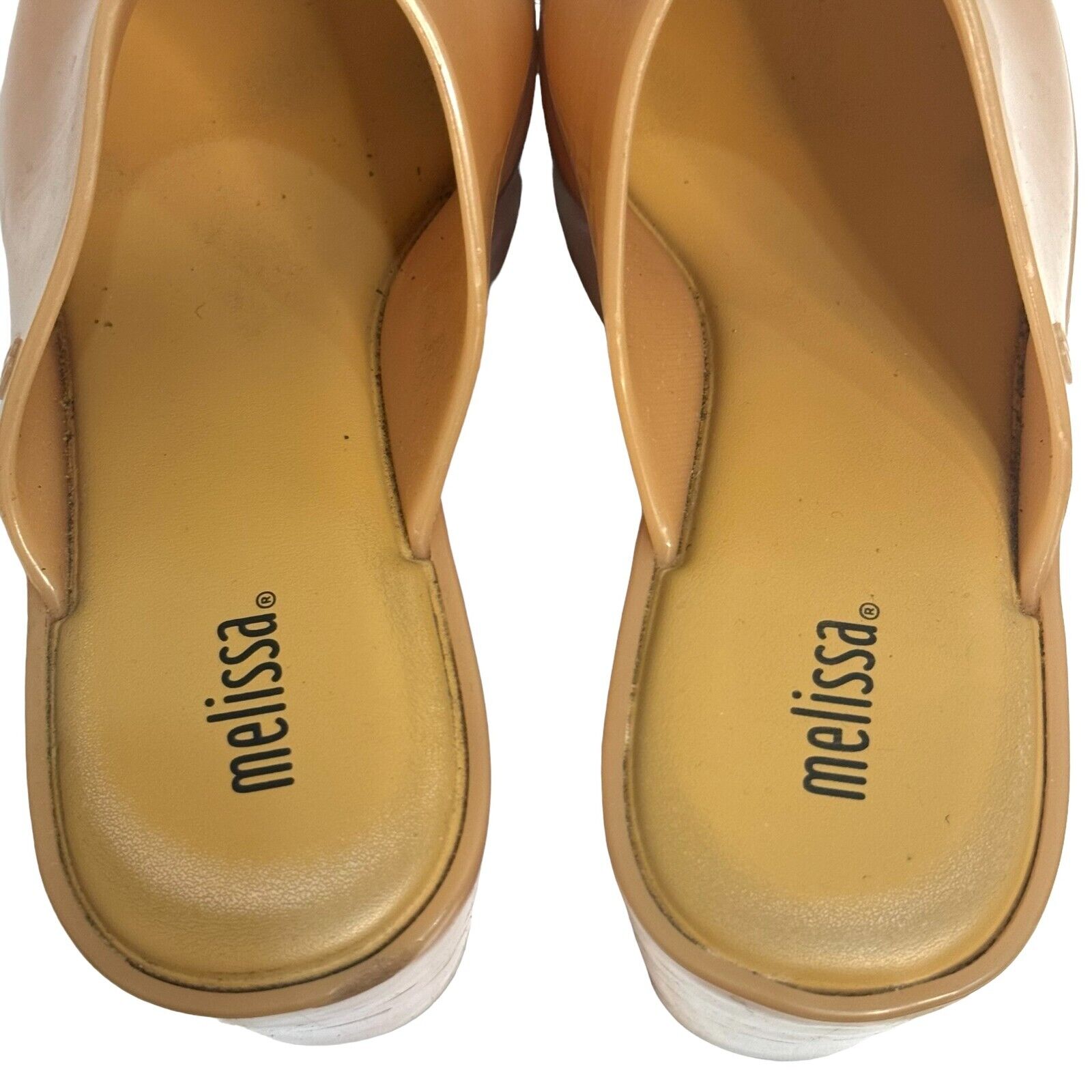 Melissa Posh Jelly Beige Platform Block Heel Sandals Size 8