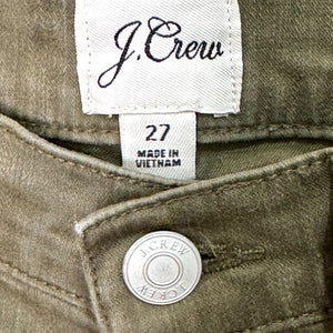 J. Crew Billie Demi Boot Crop Jeans Size 27 Olive Green Green Stretch AQ781