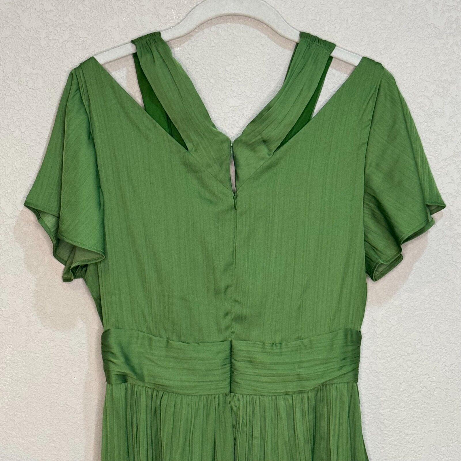 Anthropologie Green Deep V-Neck Vibrant Mini Dress Size 6 New $148