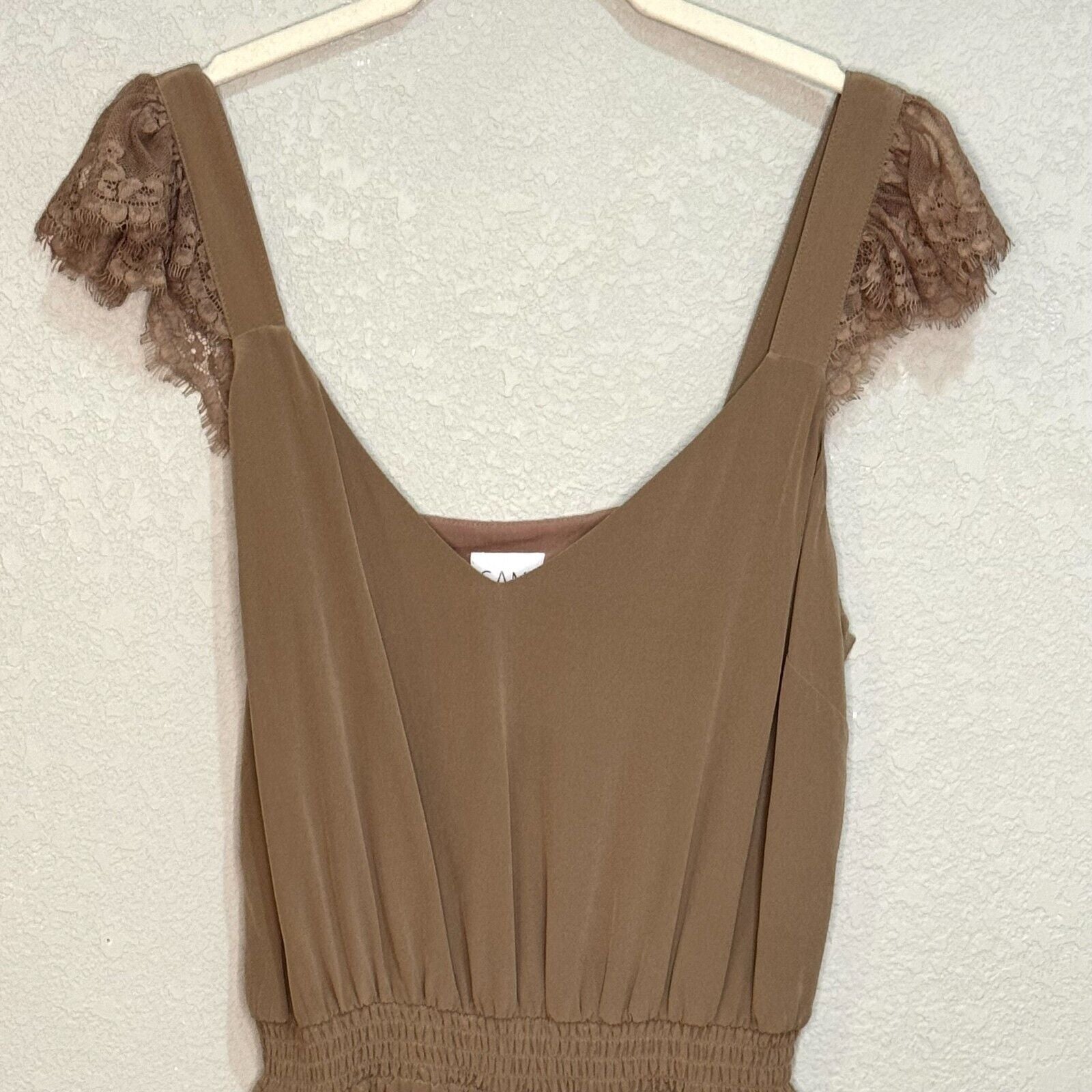 CAMI NYC Brown Lace V-Neck One-Piece Shorts Romper Size XS NEW $253