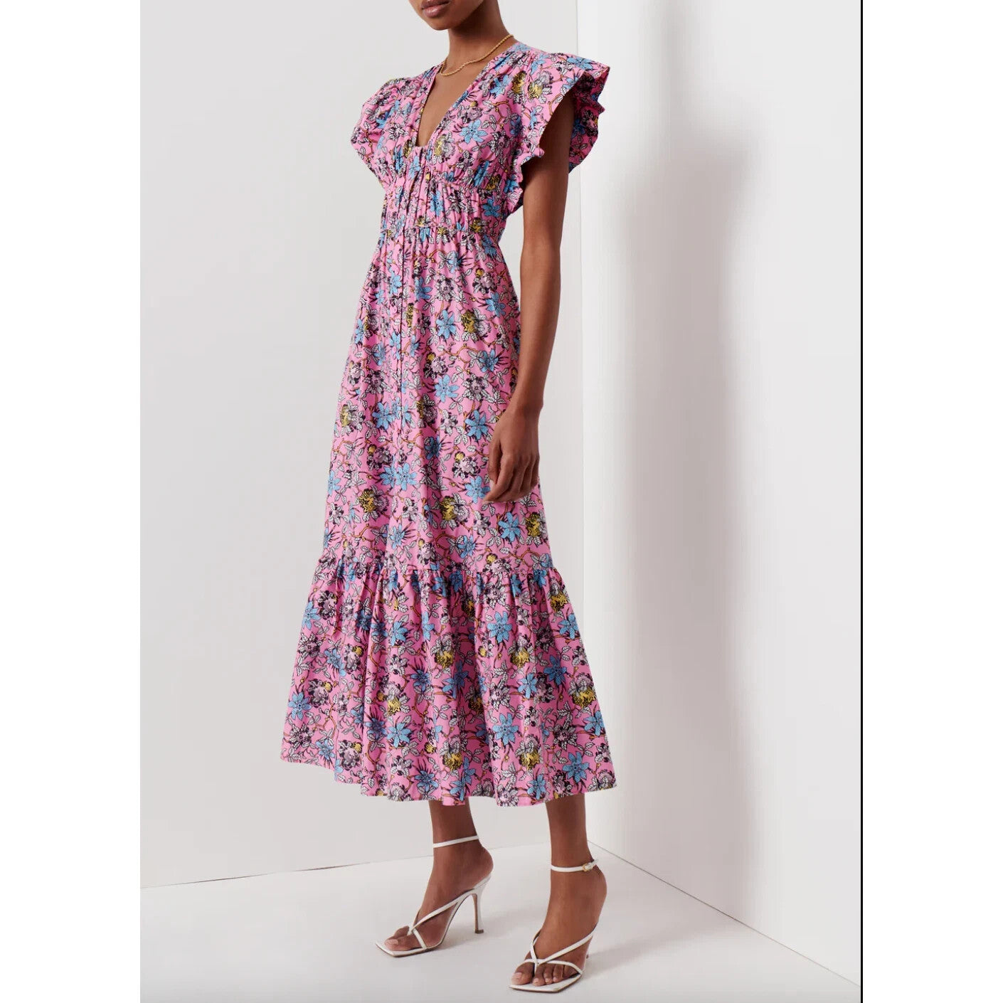 Derek Lam 10 Crosby Dress Size 6 Greta Pink Flutter Sleeve Button Down
