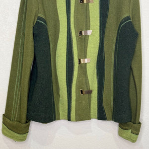 Icelandic Design Nordic Wool Cardigan Sweater Size Medium Green Metal Toggle