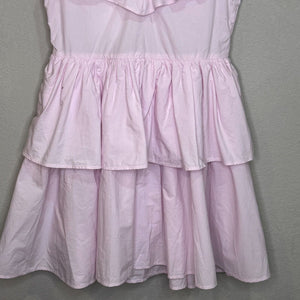 GANNI Pink Tiered Mini Dress US Approx Size Small (34) $295 Organic Cotton